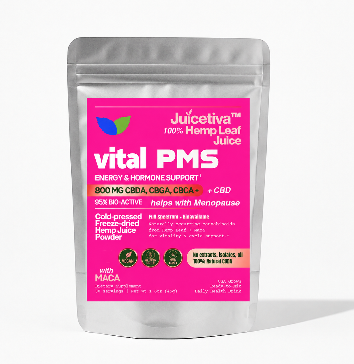 JuiceTiva hemp juice PMS and menopause support