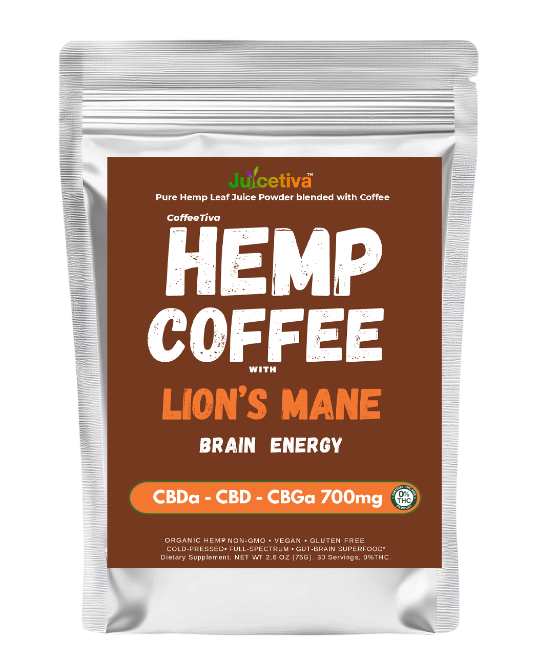 CoffeeTiva hemp juice, lion's mane, and coffee blend